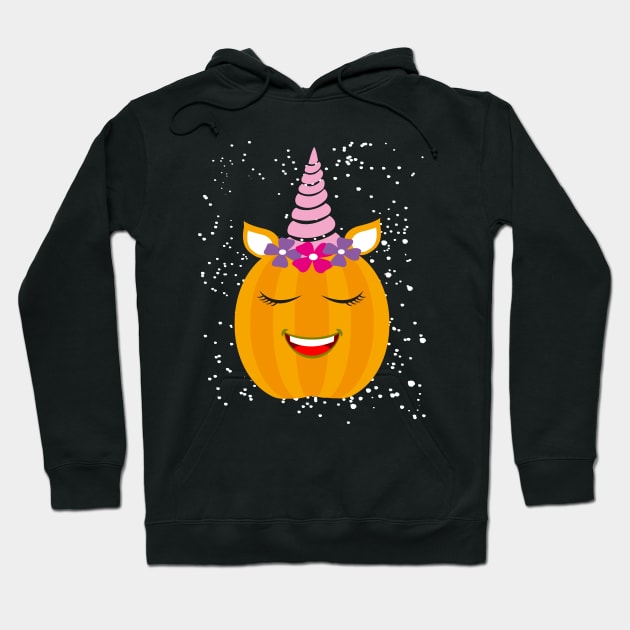 Cute Unicorn Pumpkin Halloween Gift Hoodie by UranusArts